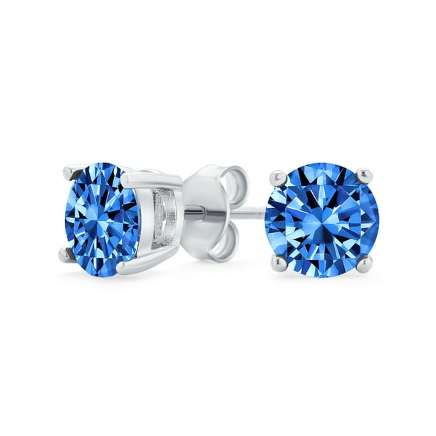 Sterling Silver Elegant Round CZ 7mm 4 Prong Stud Earring  Choose Your Color